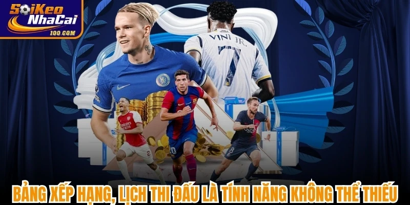 Bảng xếp hạng, lịch thi đấu là những tính năng không thể thiếu